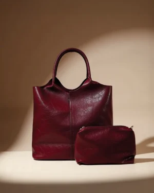 Bolso 2 en 1 Carmesí (Set Tote + Pouch)